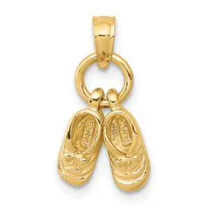 14K Gold 3D Moveable Baby Shoes Charm  Solid and Elegant Gift