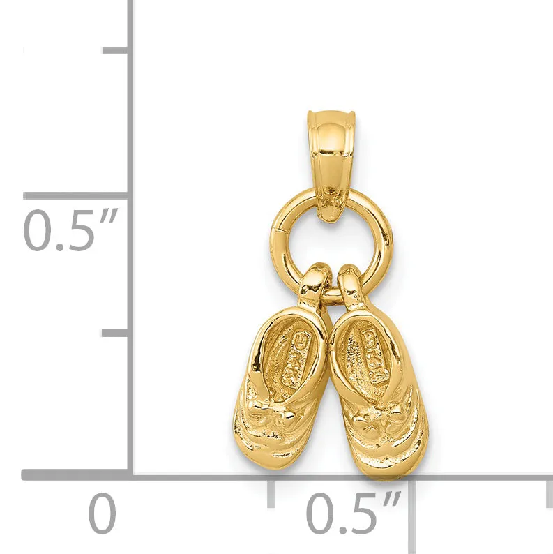 14K Gold 3D Moveable Baby Shoes Charm  Solid and Elegant Gift