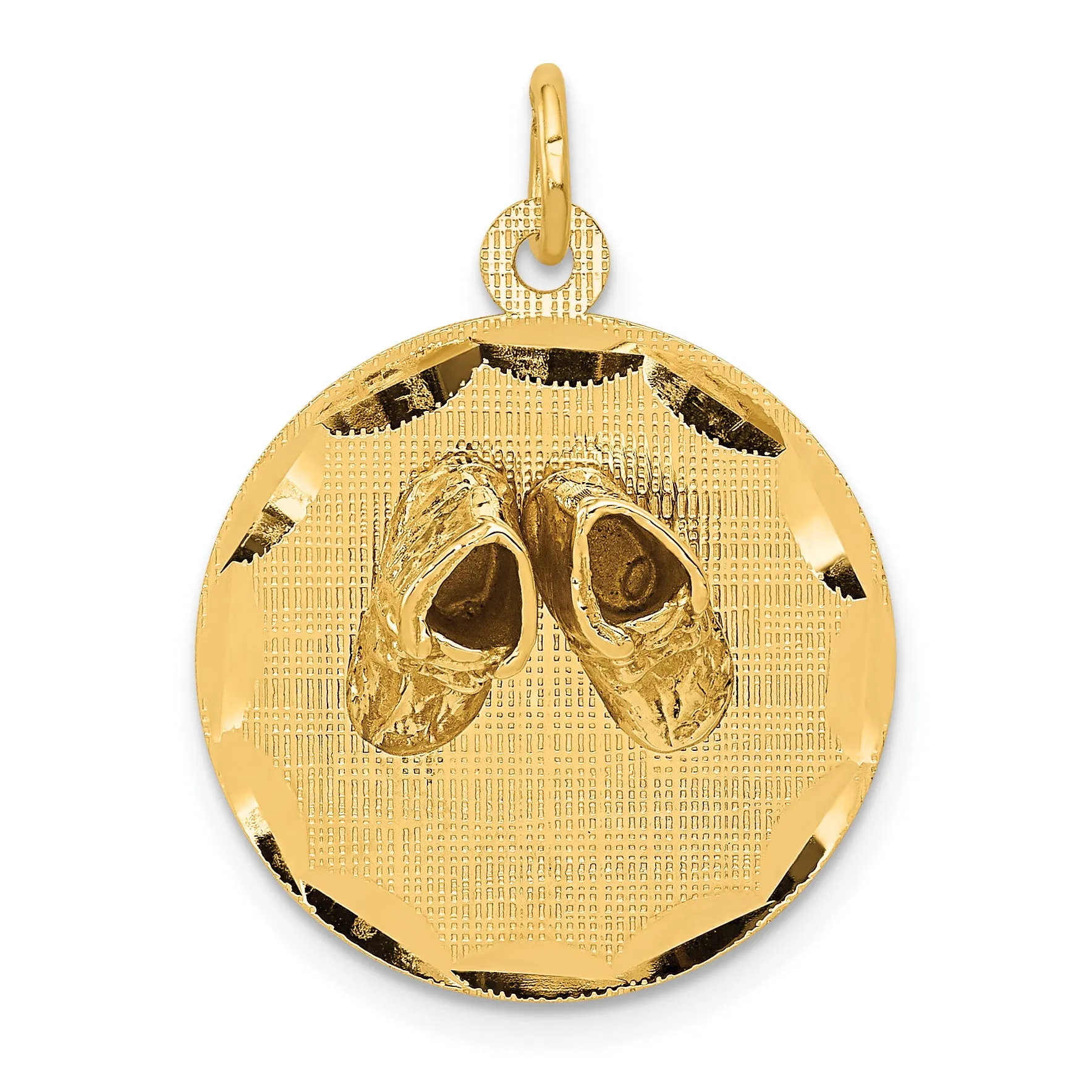 14K Gold Engravable Baby Shoes Charm Pendant Elegant Gift