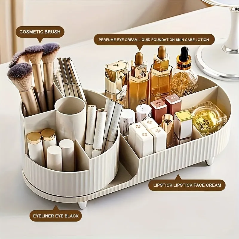 60° Rotating Makeup Organizer - Spacious Cosmetic Storage for Vanity