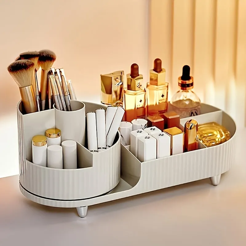 60° Rotating Makeup Organizer - Spacious Cosmetic Storage for Vanity