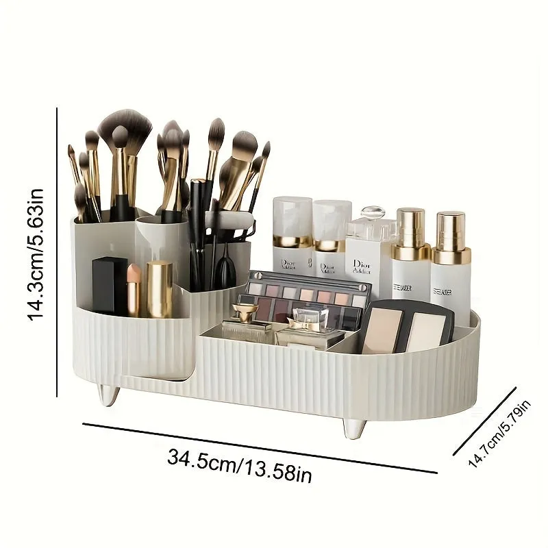 60° Rotating Makeup Organizer - Spacious Cosmetic Storage for Vanity