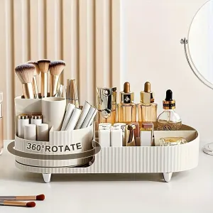 60° Rotating Makeup Organizer - Spacious Cosmetic Storage for Vanity