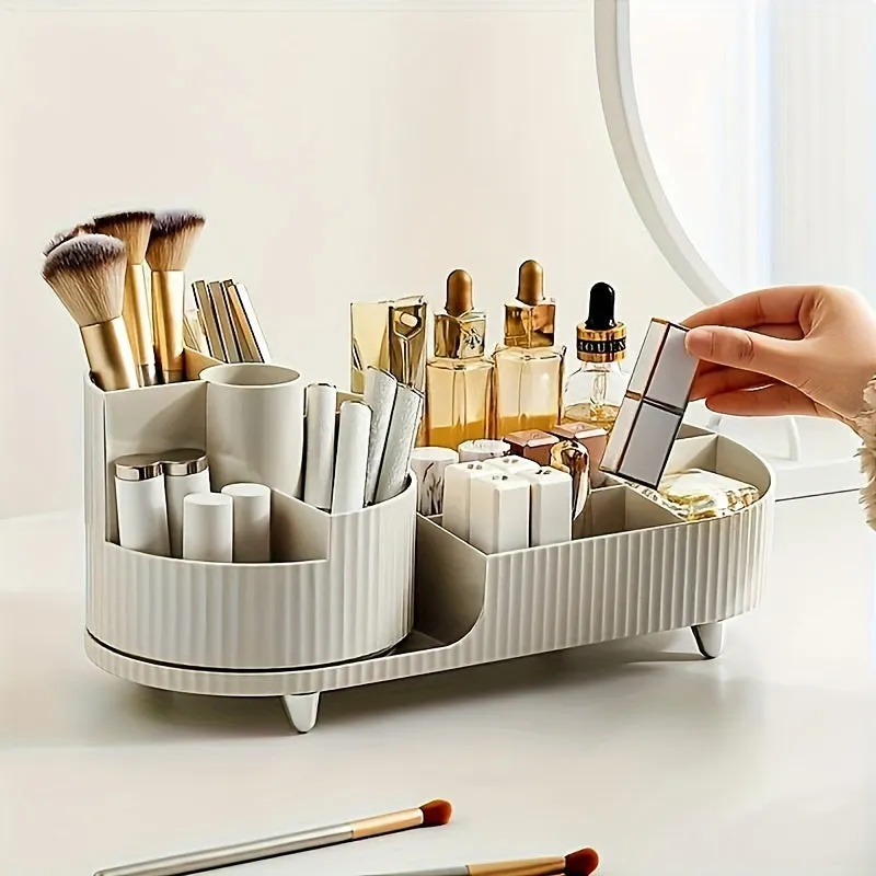 60° Rotating Makeup Organizer - Spacious Cosmetic Storage for Vanity