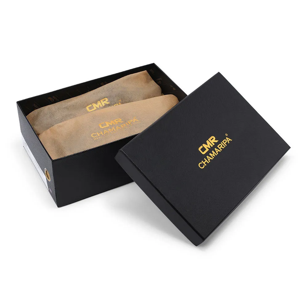 7CM / 2.76 Inches CMR CHAMARIPA Black Painted Calfskin Leather Elevator Shoes for Men - Elevate Your Business Casual Look