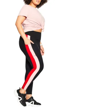 Aisha Stripe Pocket Legging | Black / Red