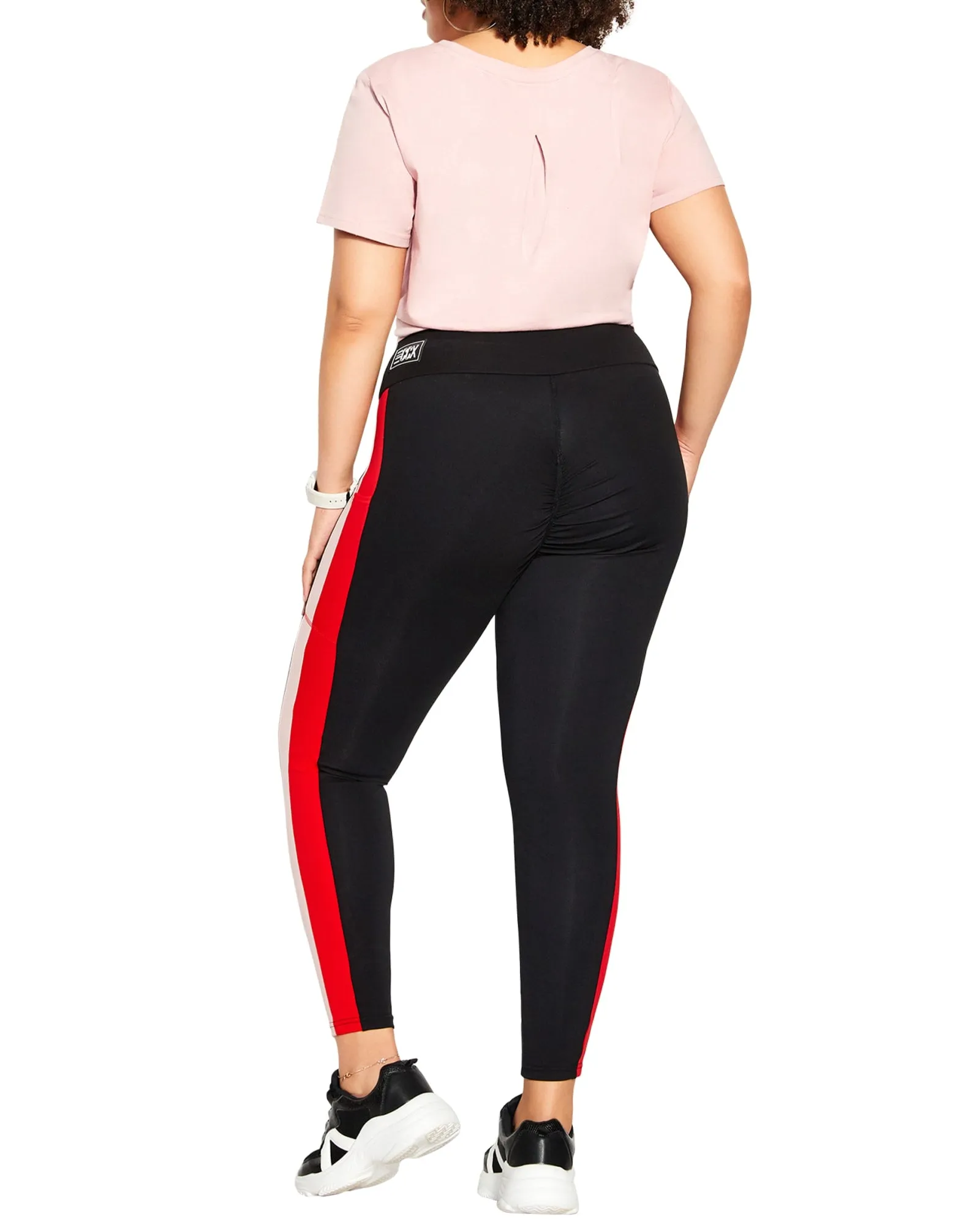 Aisha Stripe Pocket Legging | Black / Red