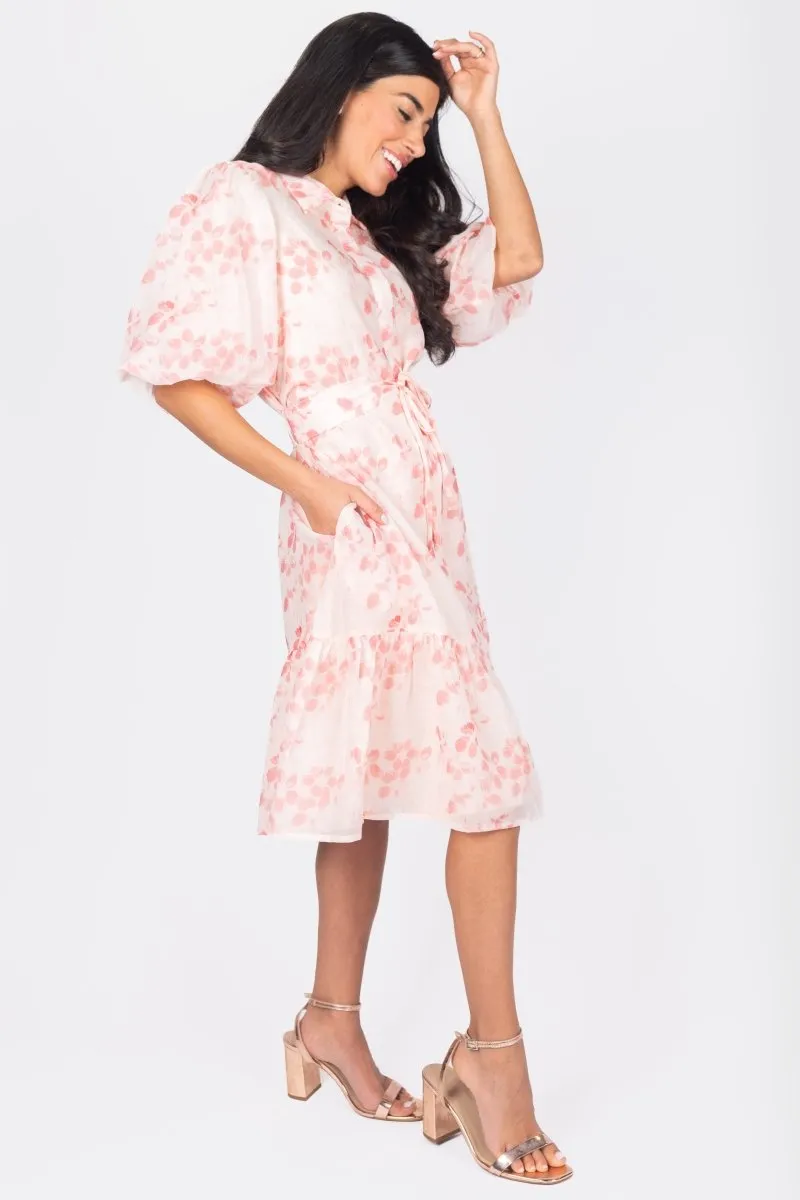 ALLIE DRESS SHORT SLEEVE 41" (PINK FLOWER)