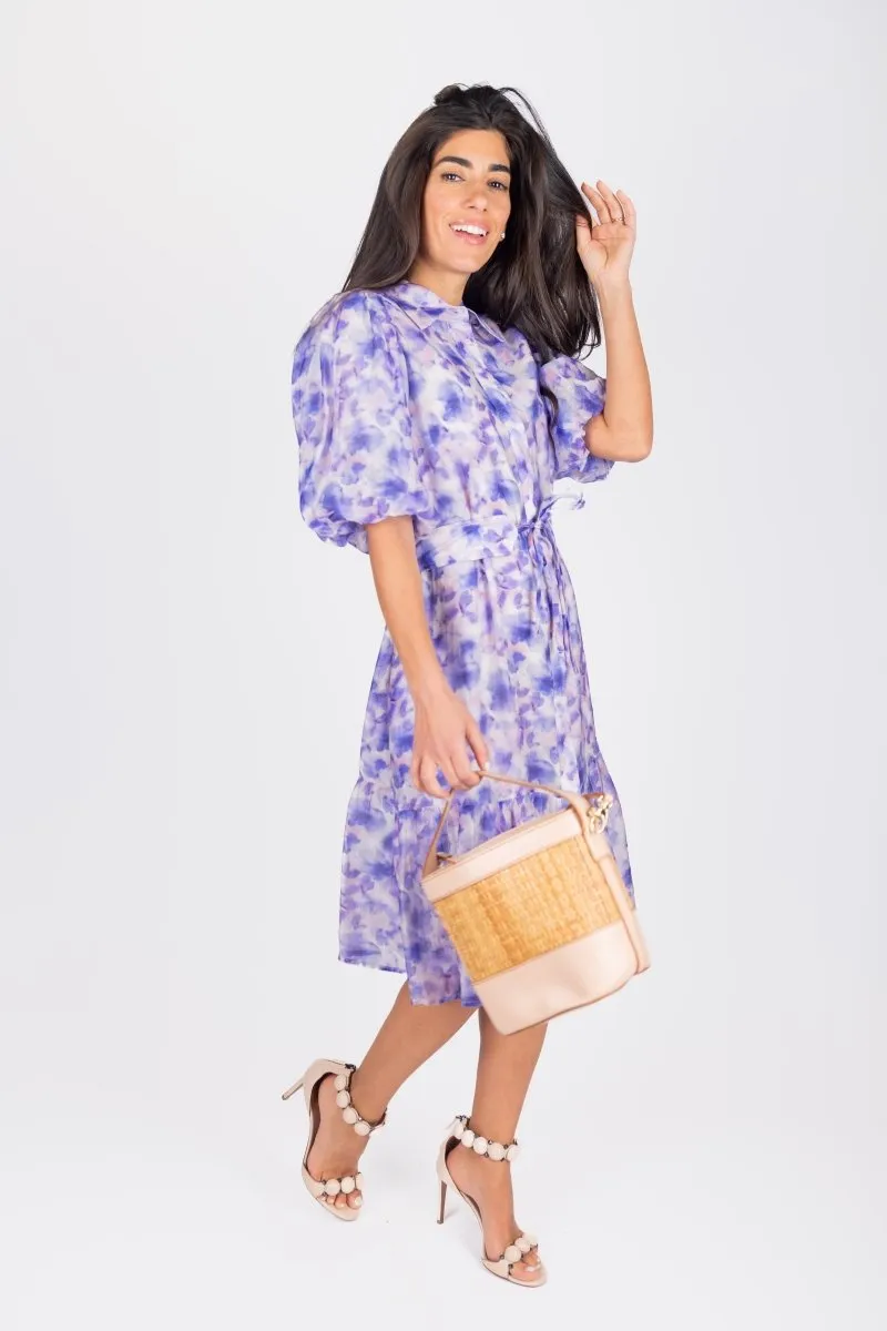 ALLIE DRESS SHORT SLEEVE 41" (PURPLE FLOWER)