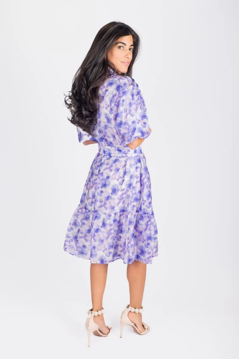 ALLIE DRESS SHORT SLEEVE 41" (PURPLE FLOWER)