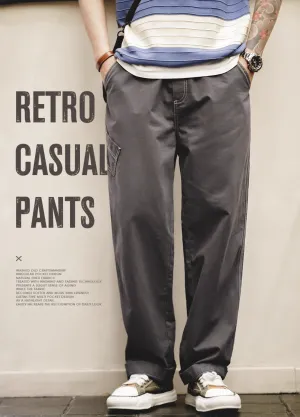 American Retro Multi-Pocket Pure Cotton Straight Men's Trousers