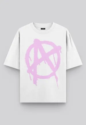 ANARCHY SYMBOL T-SHIRT WHITE & PINK