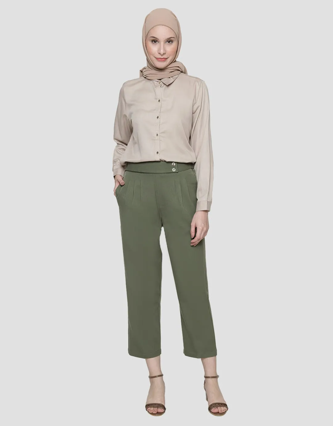 Annisa Long Pants Twill Fake Belt On Waist