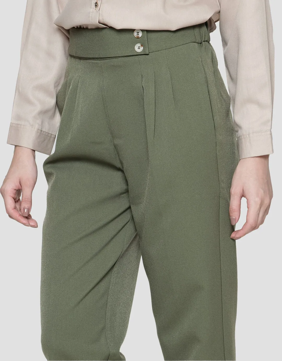Annisa Long Pants Twill Fake Belt On Waist