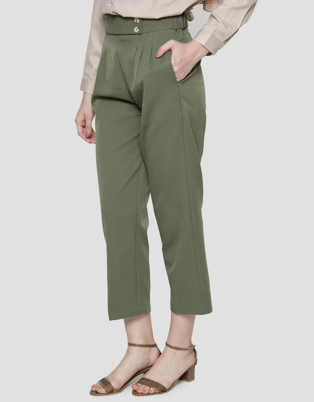 Annisa Long Pants Twill Fake Belt On Waist