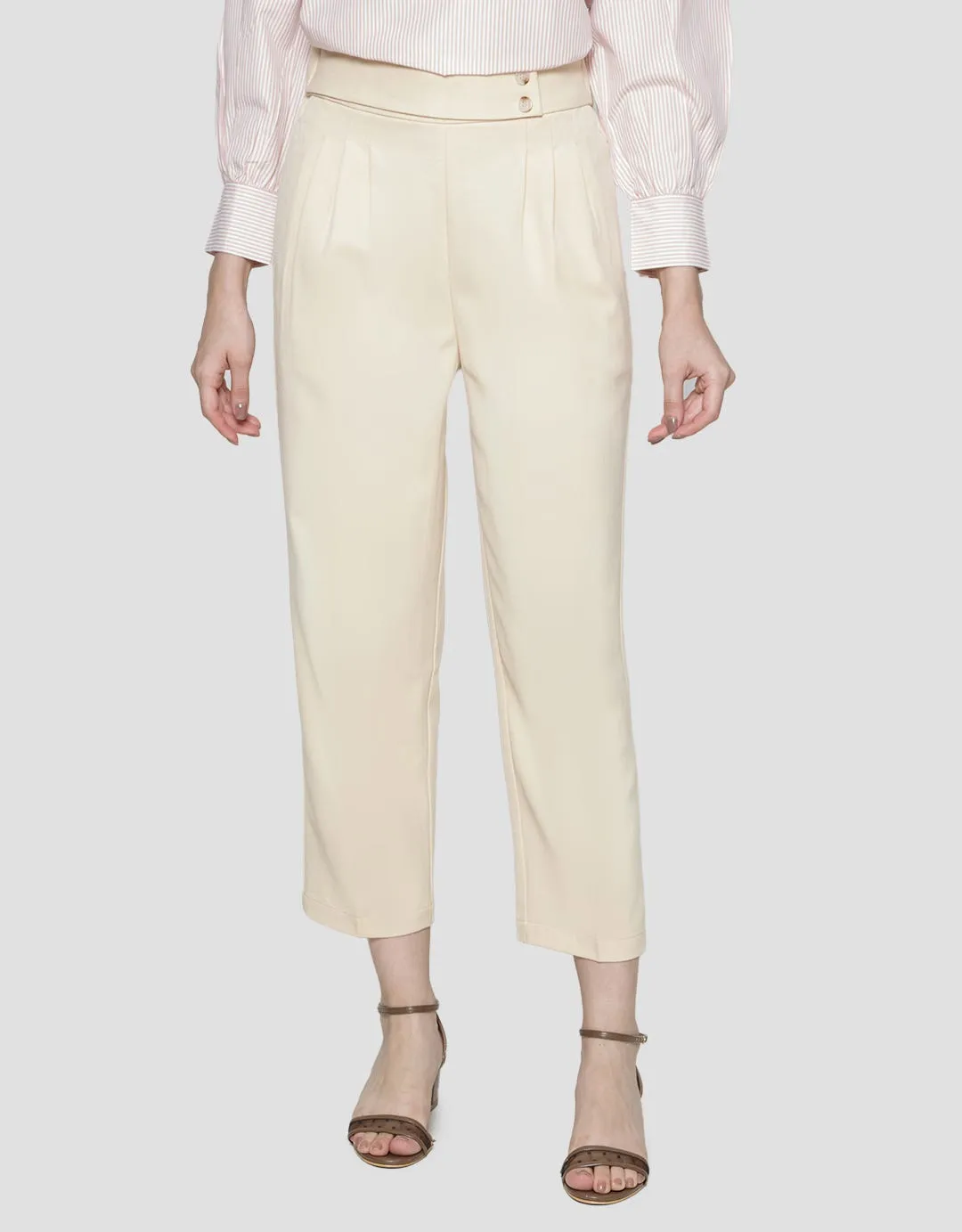 Annisa Long Pants Twill Fake Belt On Waist