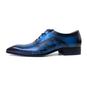 Azzurino - Blue Lace Up Oxford Dress Shoes  Hand Polished Leather