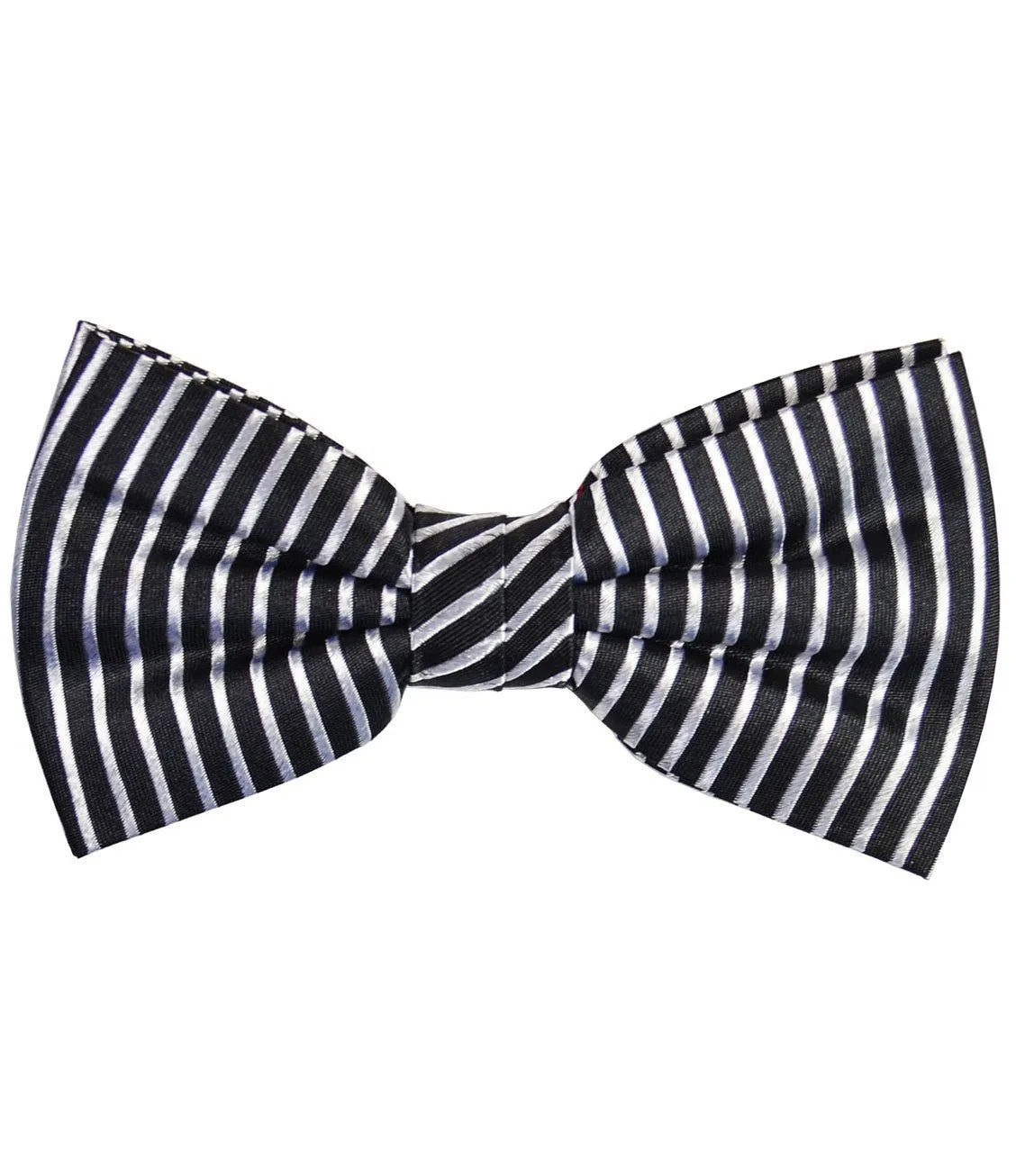 Black and Silver Striped Silk Bow Tie