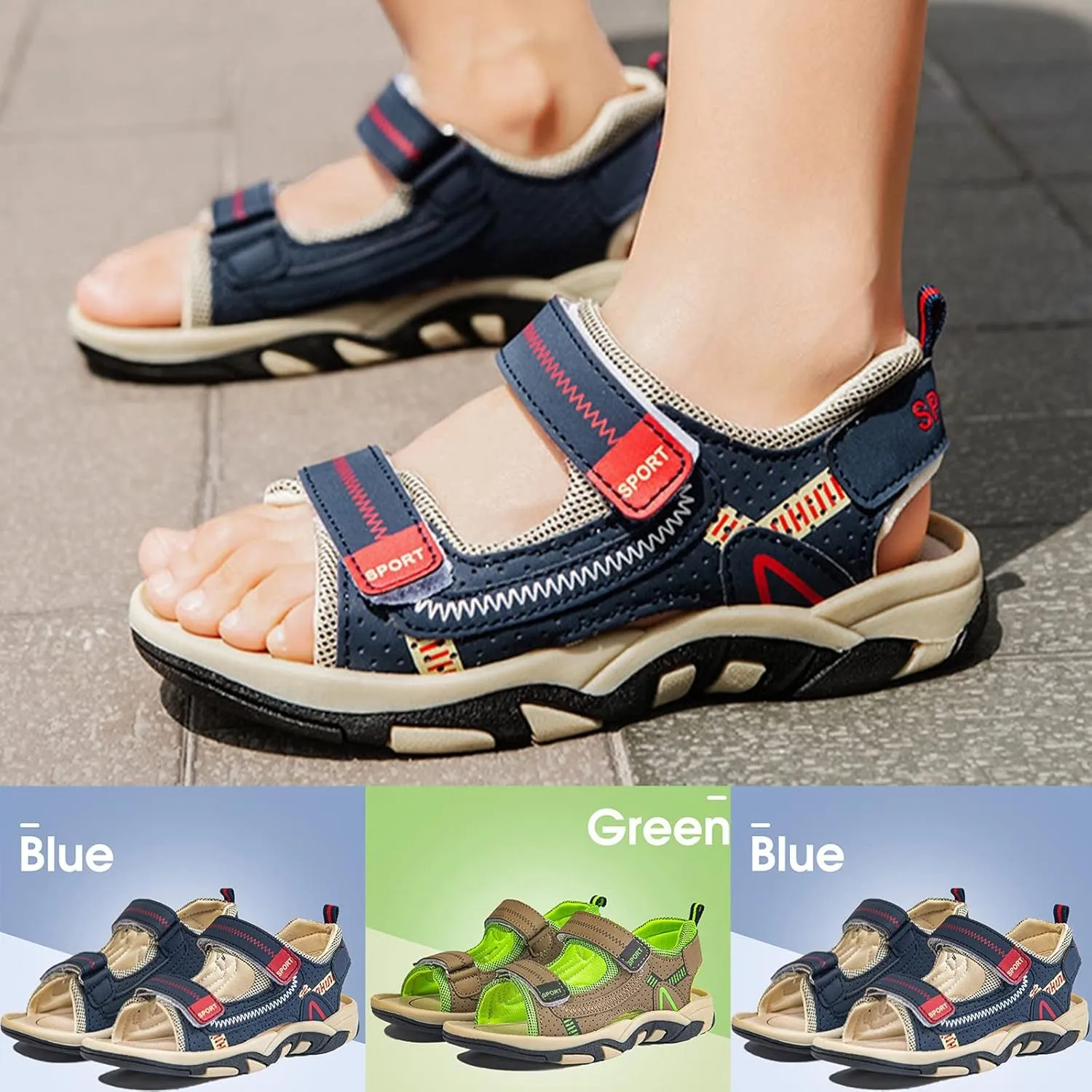 Boys Sport Sandals Open Toe Outdoor Hiking Athletic Walking Shoes for 2025 Kids Fashion Slippers Boys Sneakers