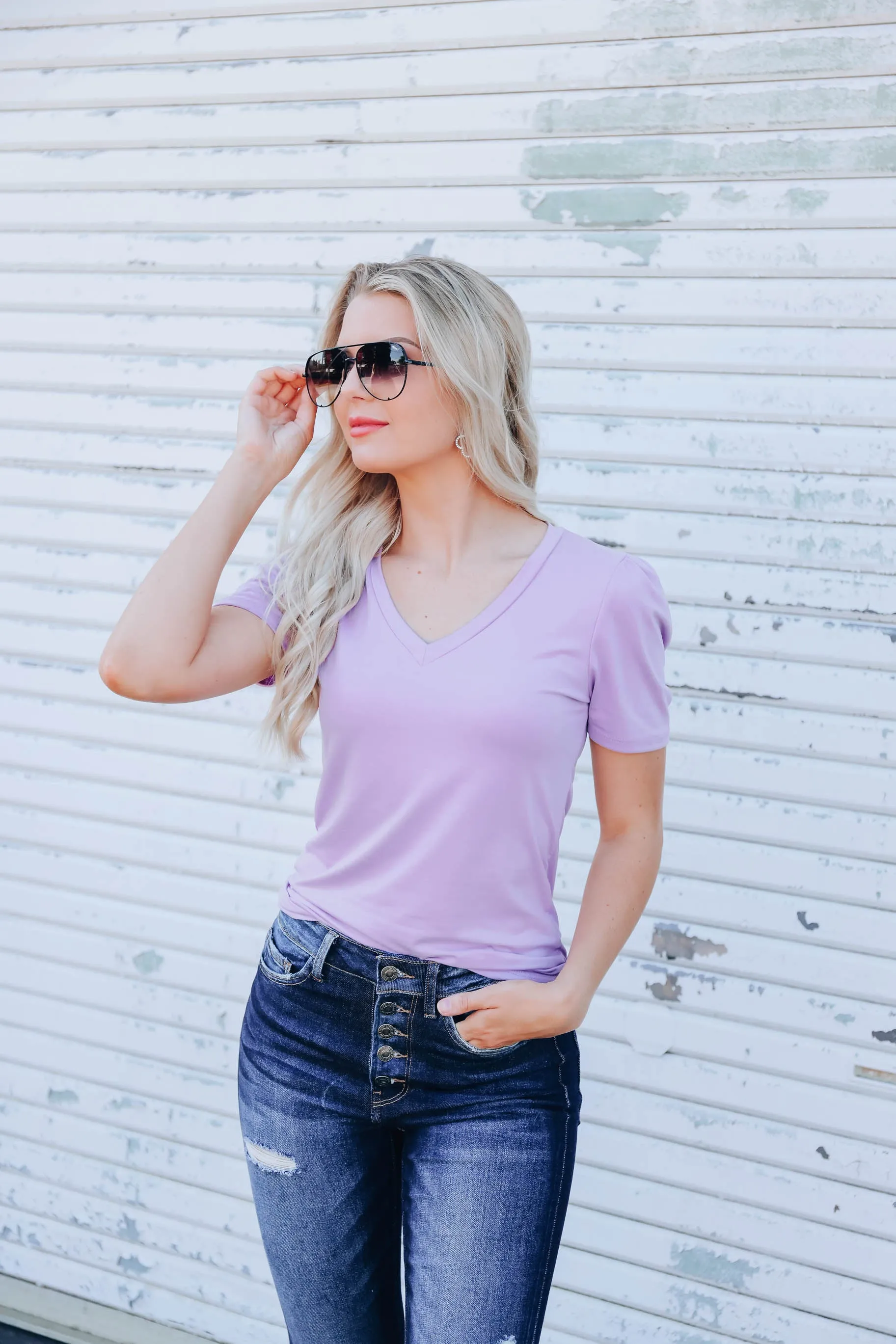 Calida Classic V-Neck Tee - Lilac