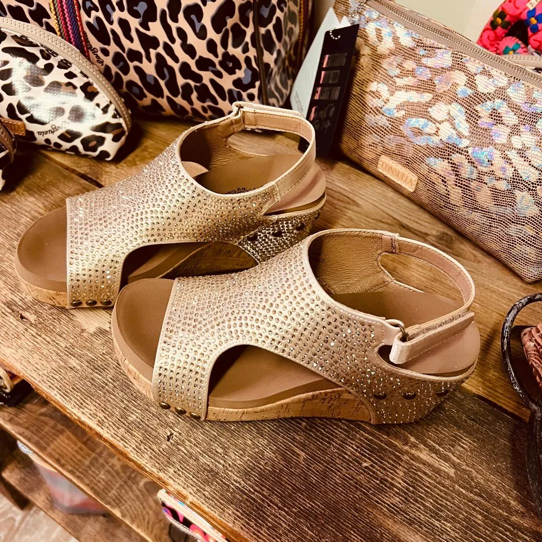 Carley Champagne Crystal Wedge/Sandal