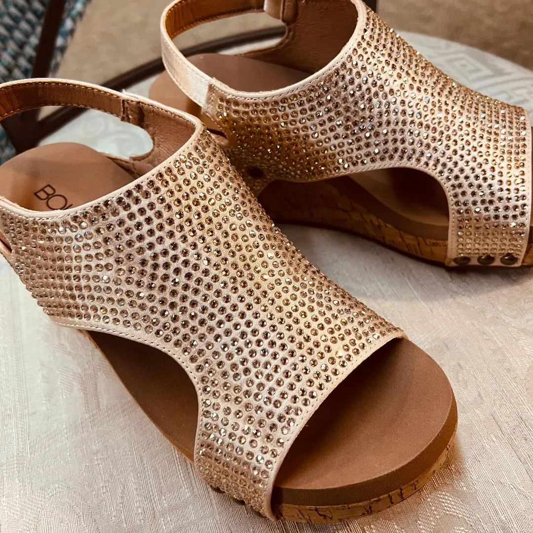 Carley Champagne Crystal Wedge/Sandal