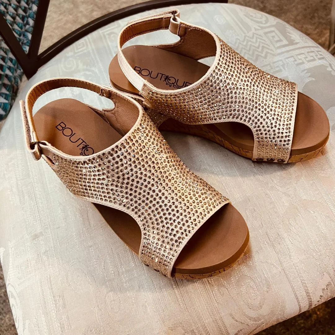 Carley Champagne Crystal Wedge/Sandal