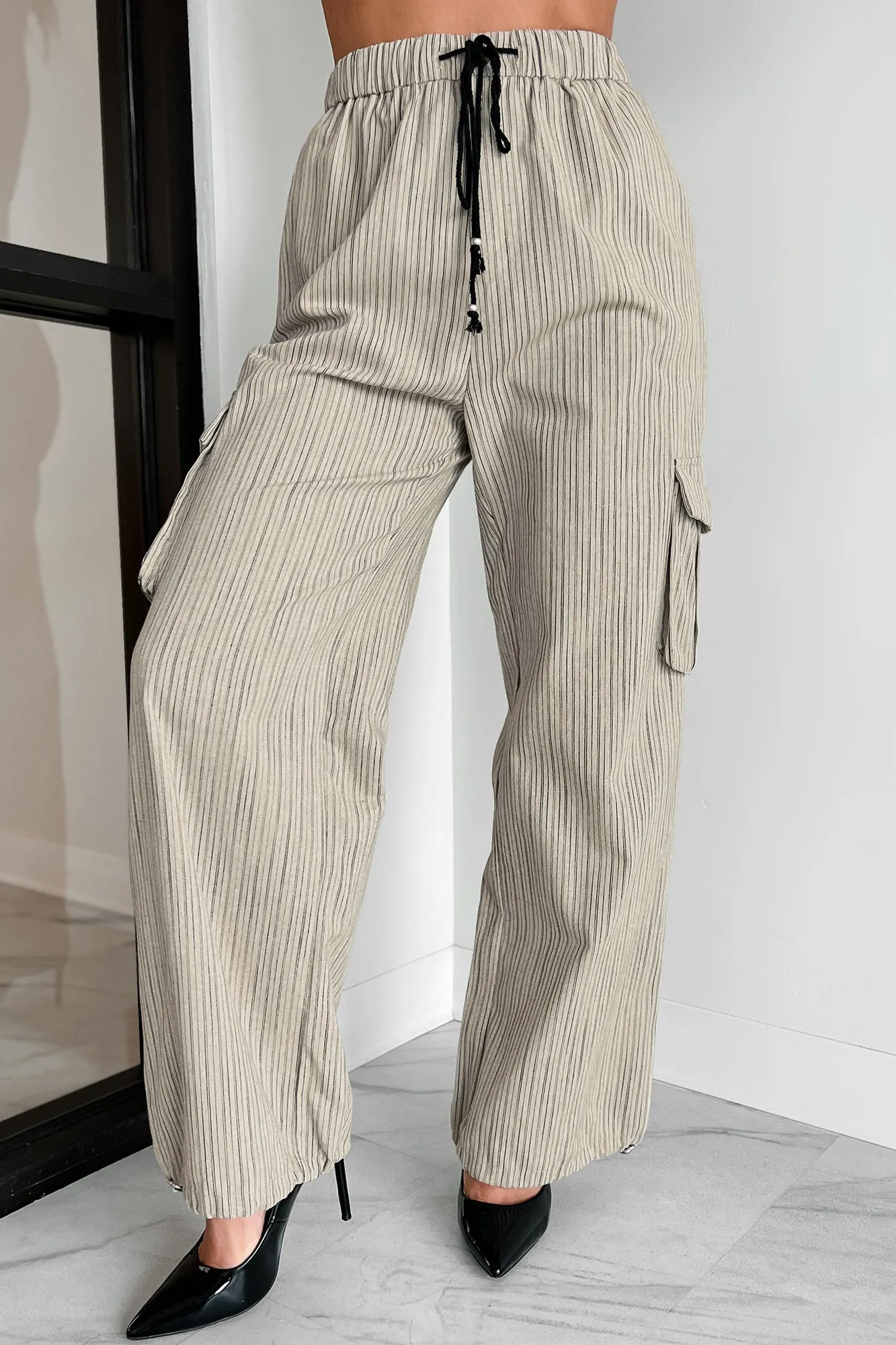 Celebration Of Individuality Striped Cargo Pants (Natural)