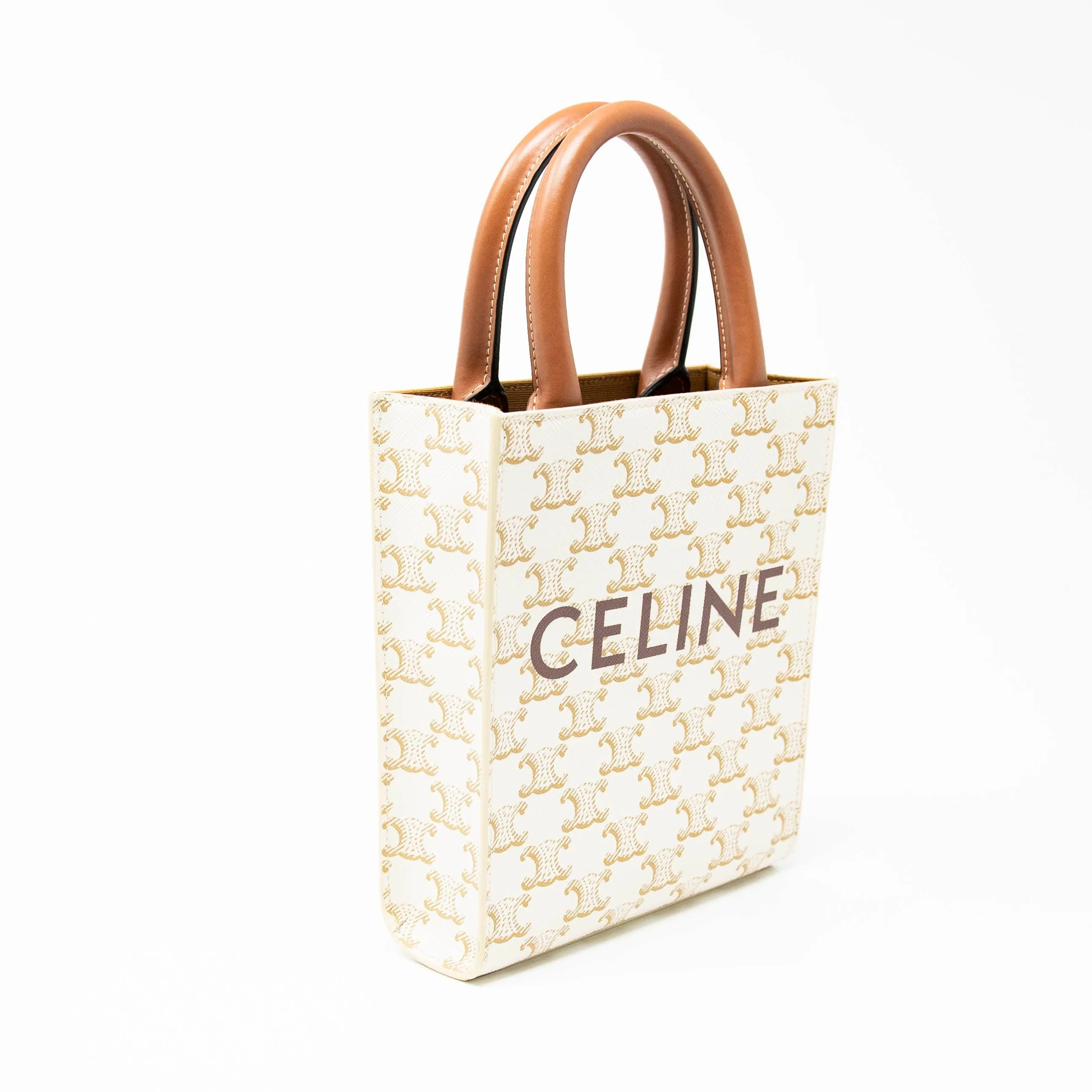 Celine White Triomphe Mini Vertical Cabas Tote