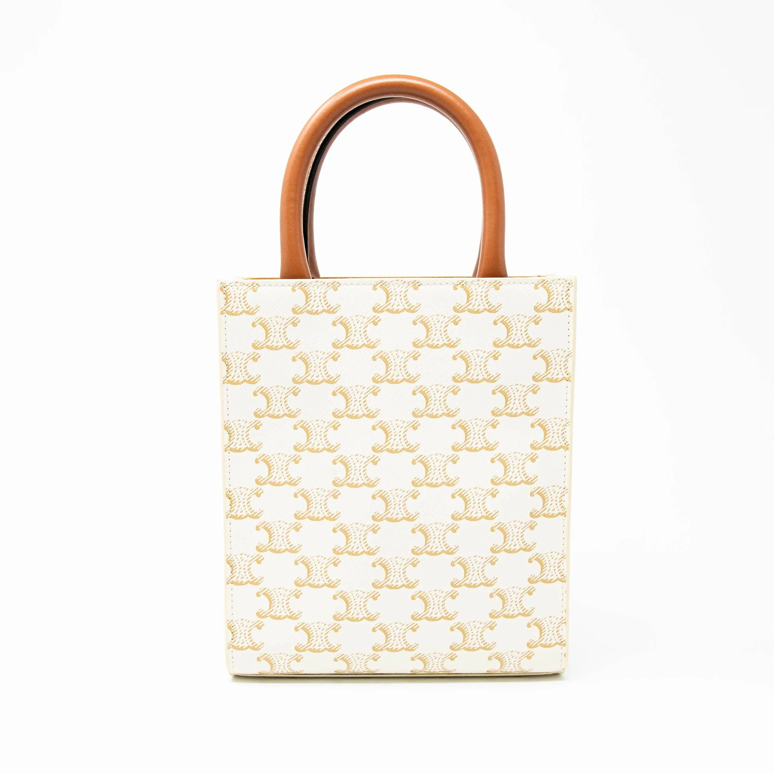 Celine White Triomphe Mini Vertical Cabas Tote