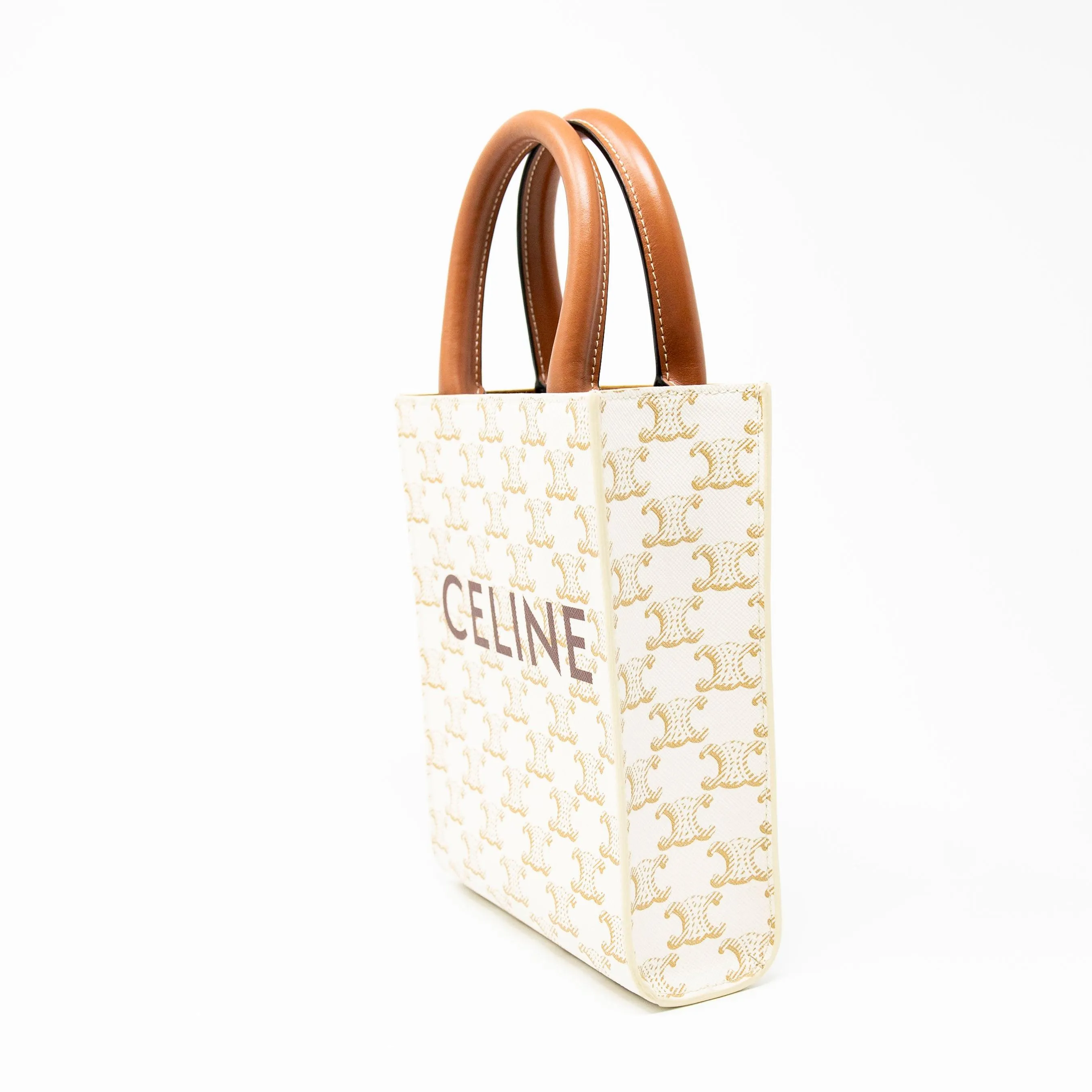 Celine White Triomphe Mini Vertical Cabas Tote