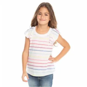 Chaser Girls Rainbow Stripe Flutter Tee