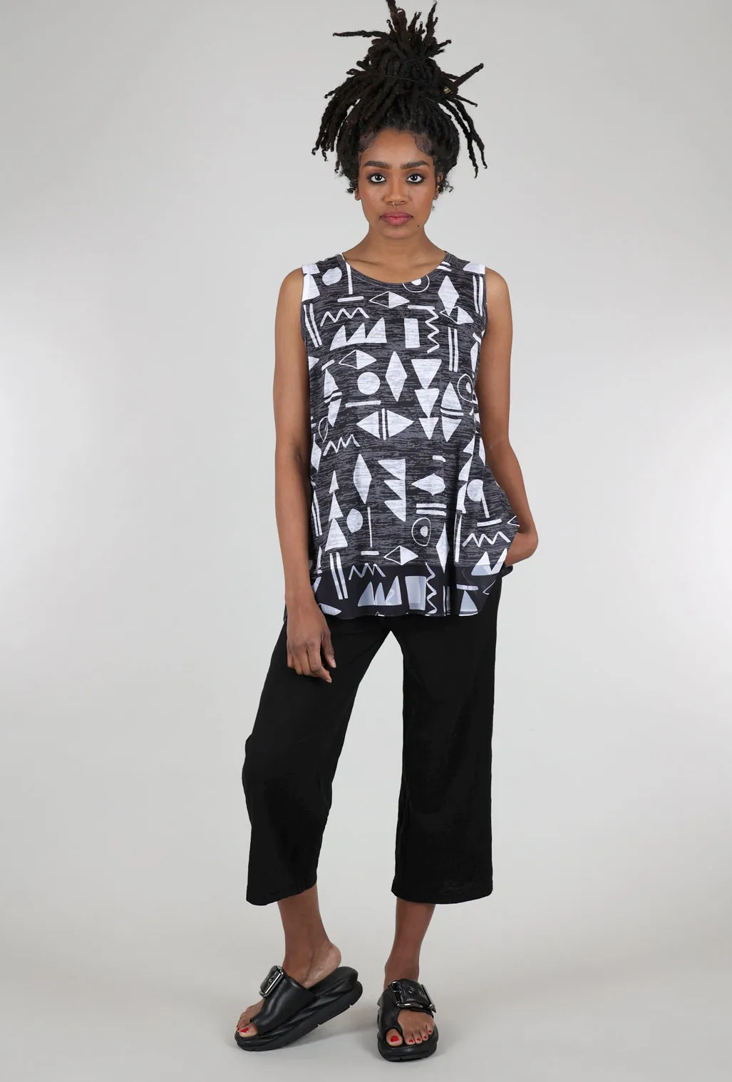 Chiffon Contrast Oasis Top, Black/White
