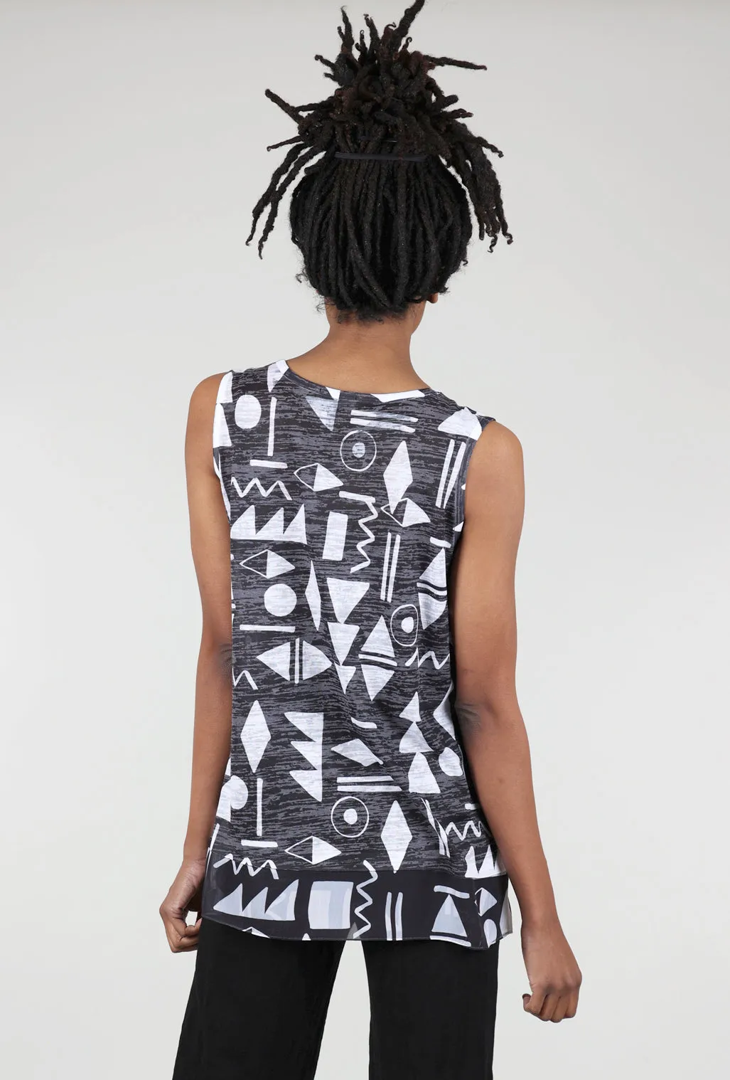 Chiffon Contrast Oasis Top, Black/White