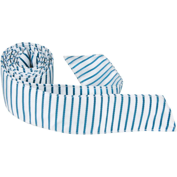 CL24 - White with Teal Stripes - Standard Width