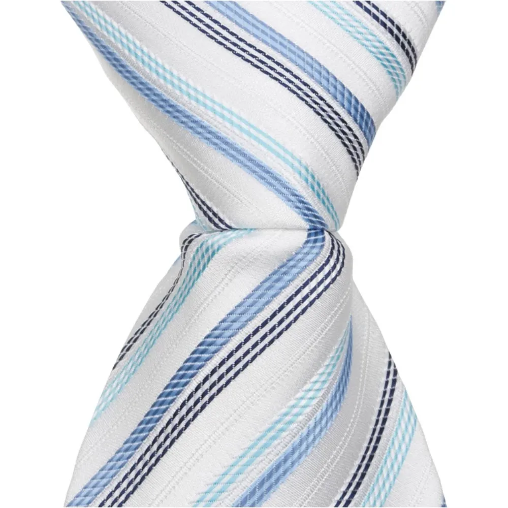 CL47 - White with Multi Blue Stripe - Standard Width