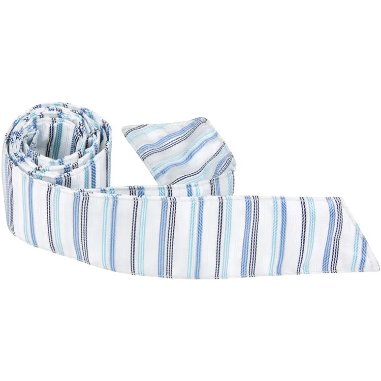 CL47 - White with Multi Blue Stripe - Standard Width