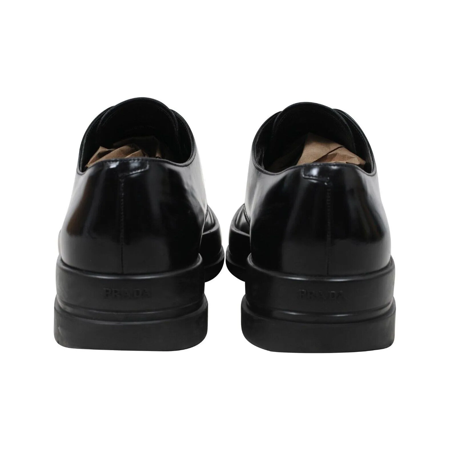 Derby 9.5 UK8.5 Black Leather Chunky Platform Rubber Sole Casual Shoe