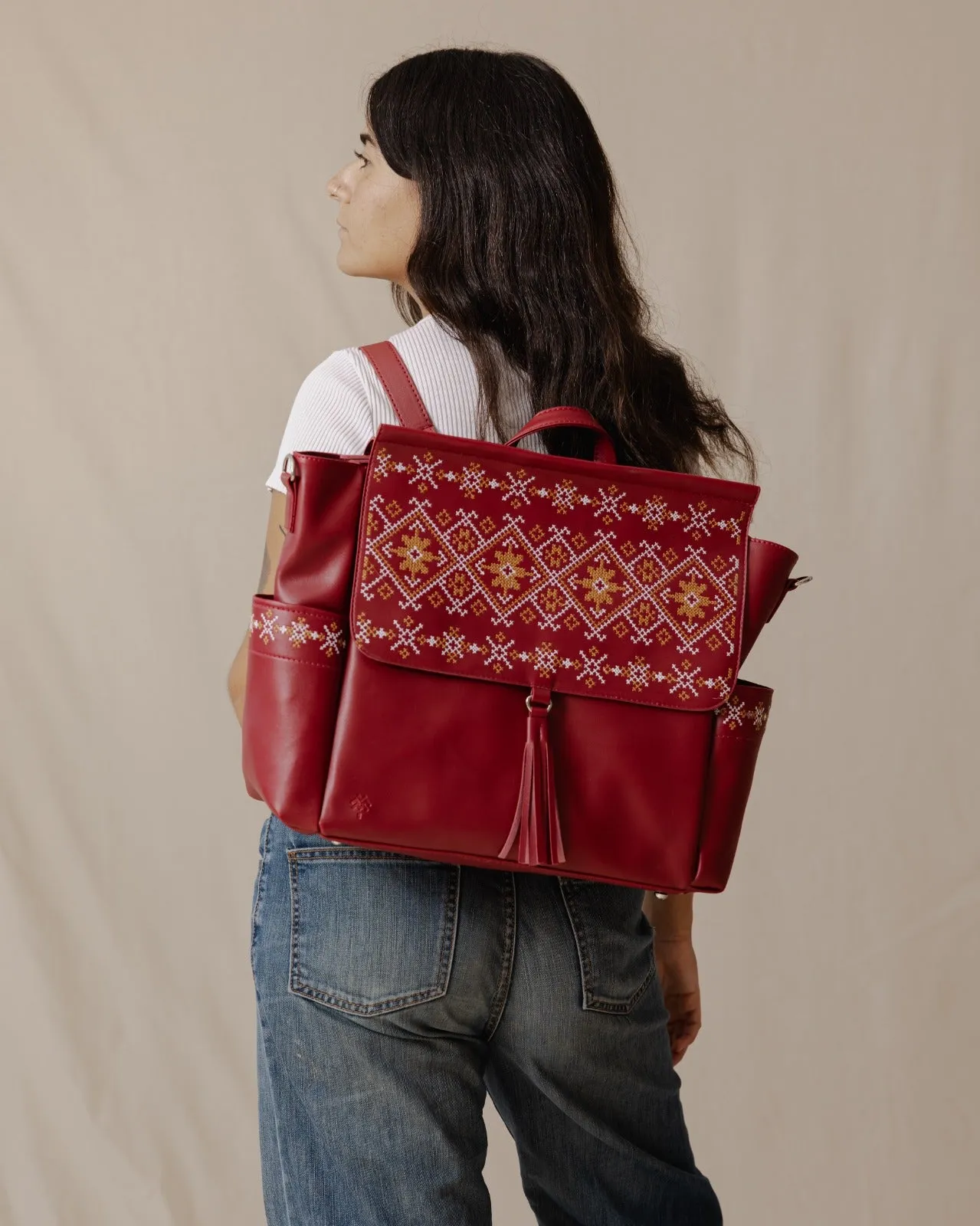 Diaper Bag Blossom Burgundy