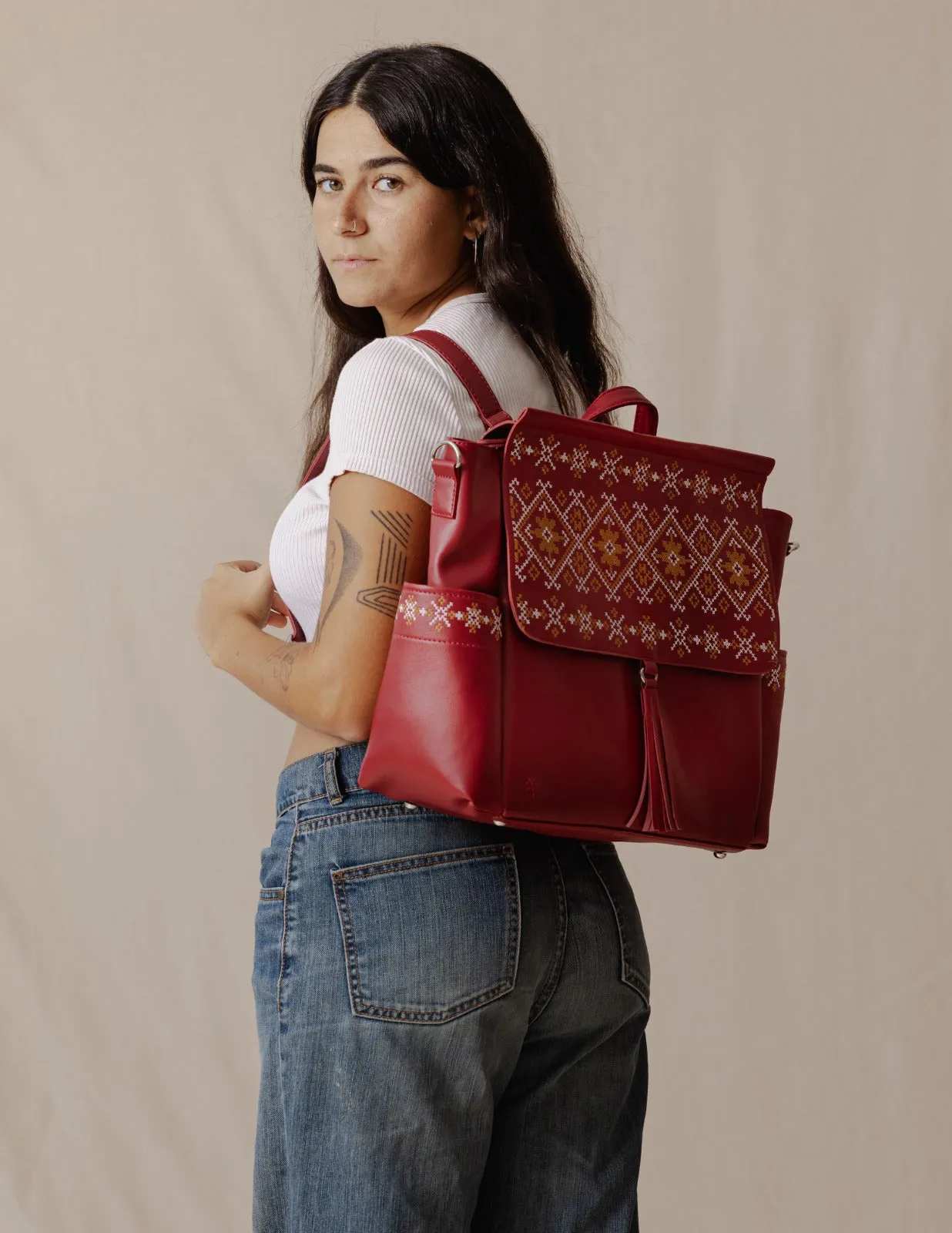 Diaper Bag Blossom Burgundy