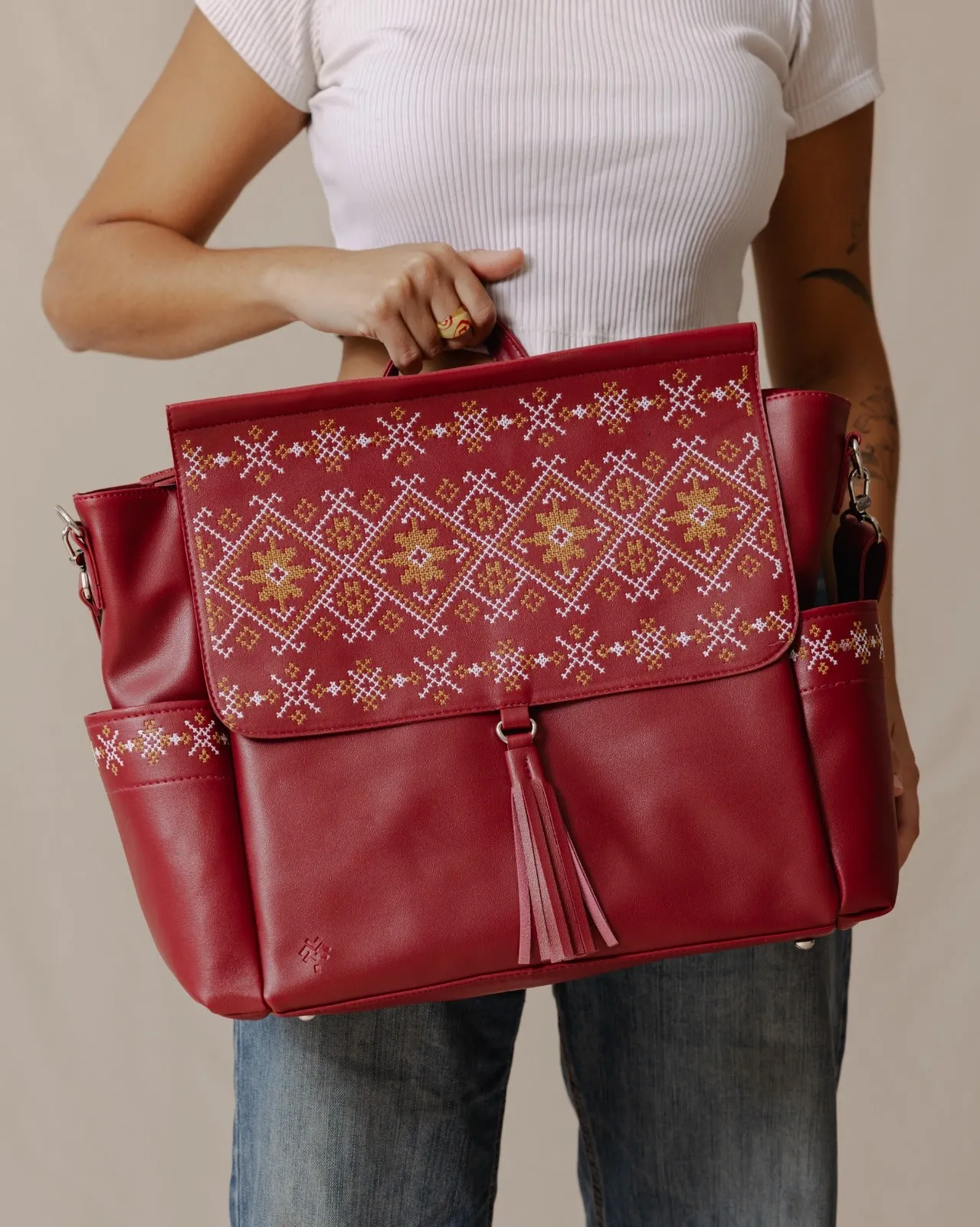 Diaper Bag Blossom Burgundy