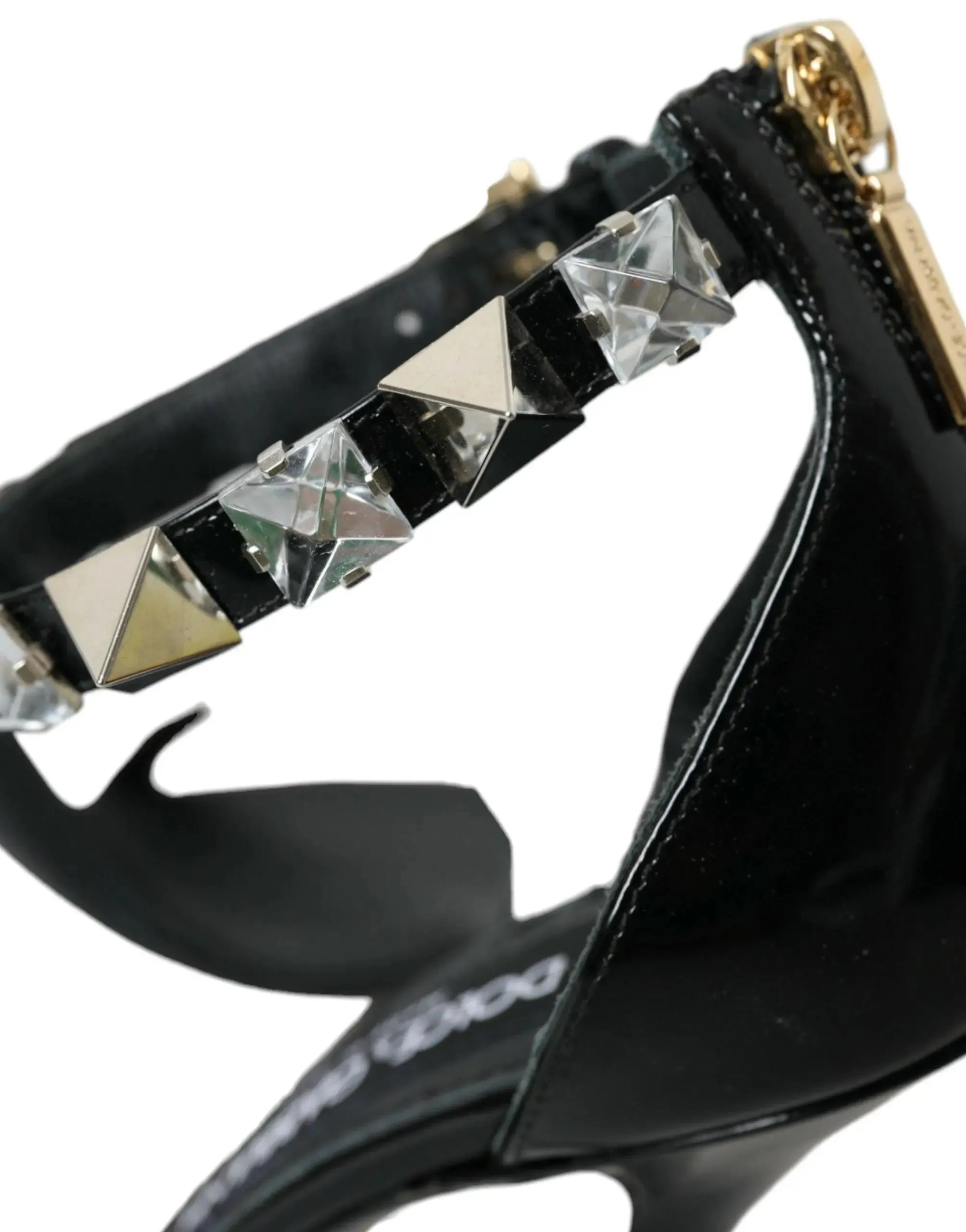 Dolce & Gabbana Polished Calfskin Sandals With Rhinestones