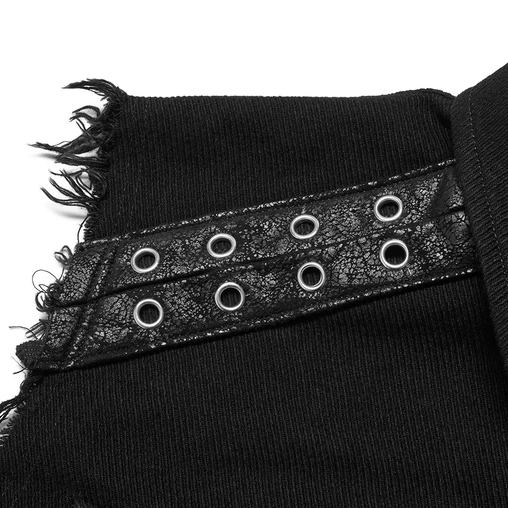 Edgy Punk Sleeveless Twill Vest with Metal Accents