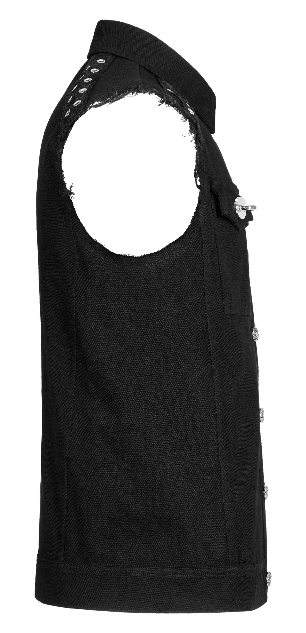 Edgy Punk Sleeveless Twill Vest with Metal Accents