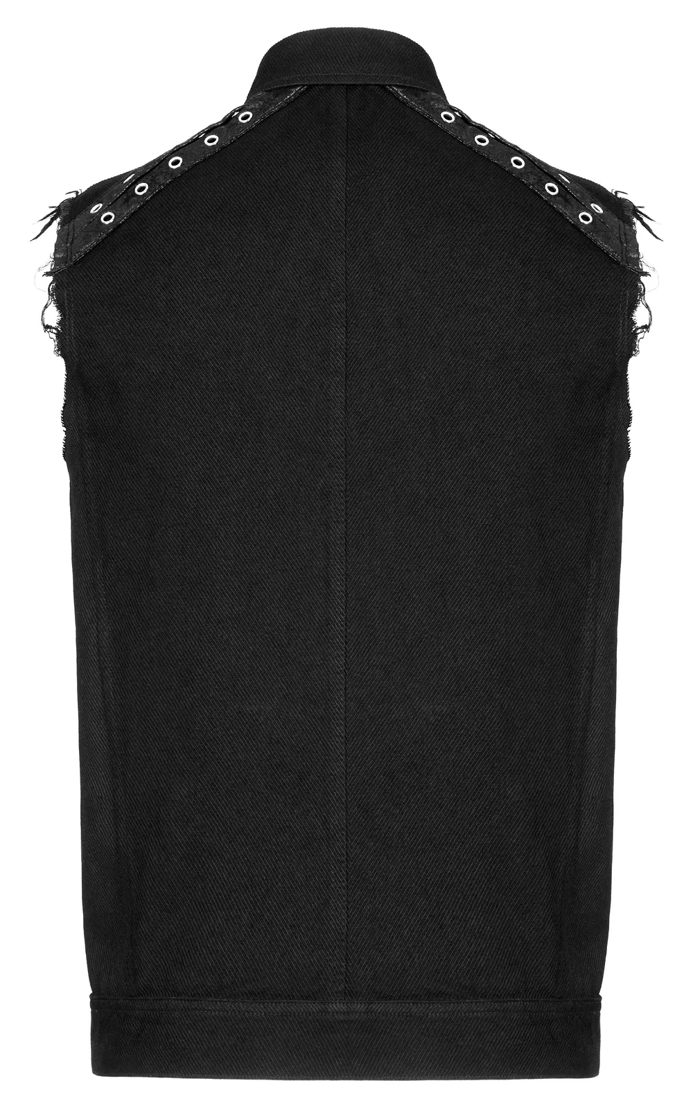 Edgy Punk Sleeveless Twill Vest with Metal Accents