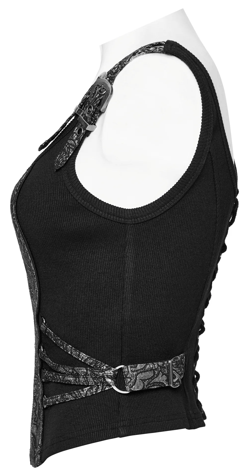 Edgy Steampunk Zippered Jacquard Waistcoat for Women