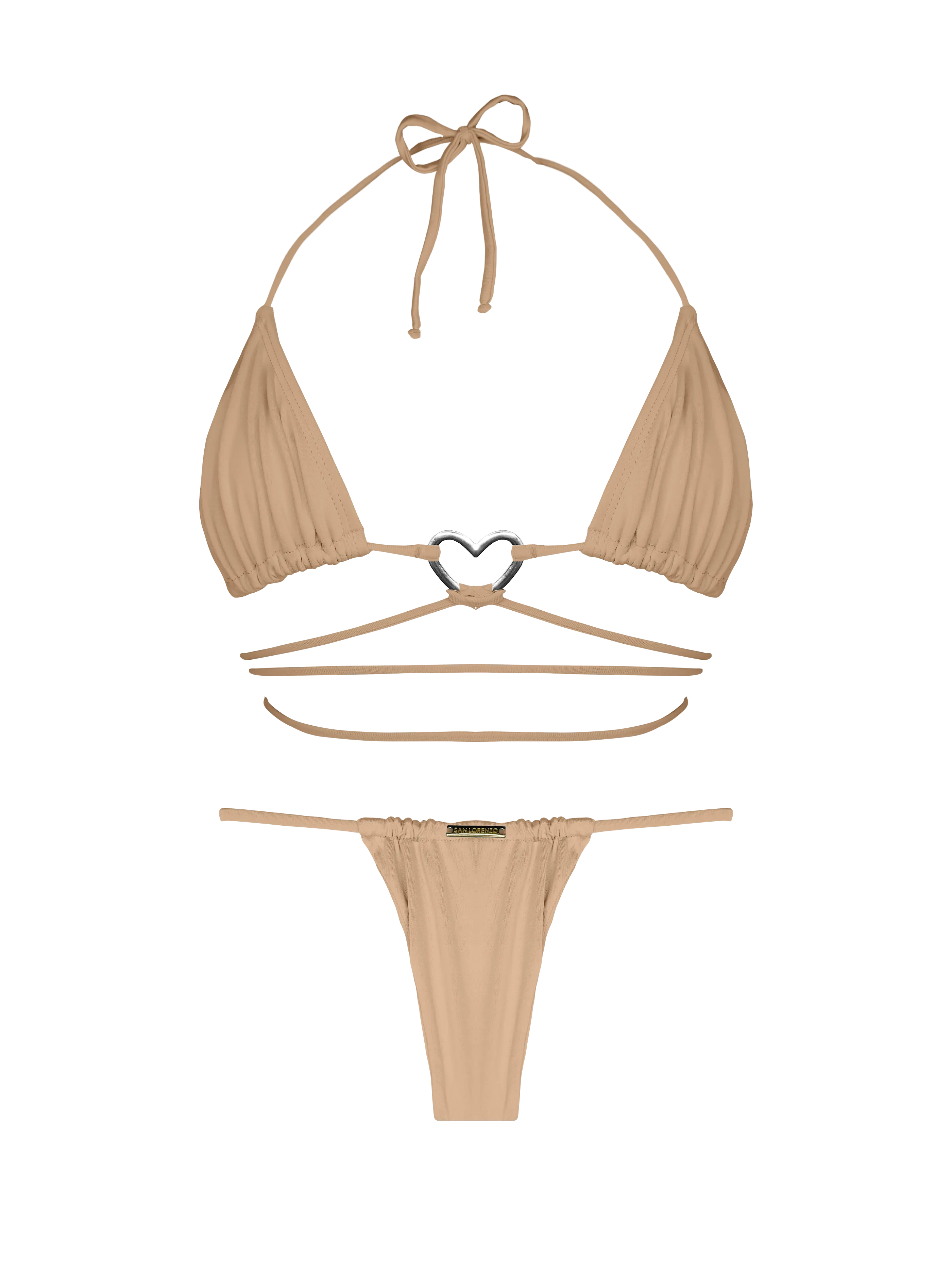 Essential Solids Latte Swirl Multi String Ring Bikini Top