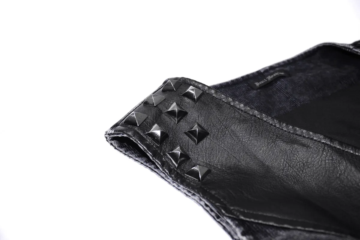 Faux Leather Waistcoats With Pockets / Punk Style Vest with Buckles / Vintage Vest for Men