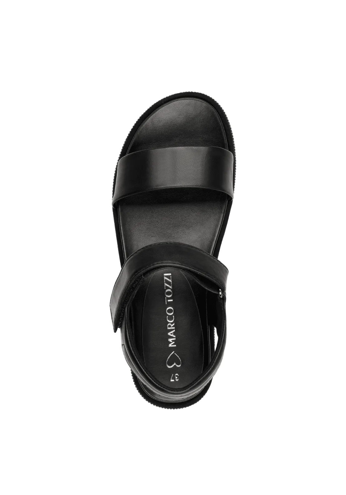Flat 2 Strap Diamante Sandal - Black