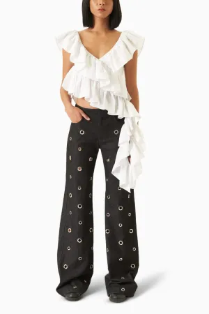 Flimsy Top with Silver Eyelet Pants